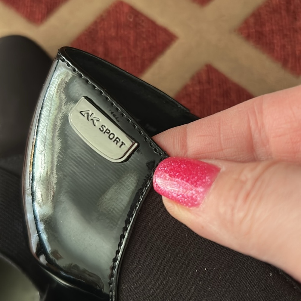 Anne Klein sport woman’s black wedge heel pumps textile upper Aktarence sz 7.5M🌹 - Picture 8 of 17